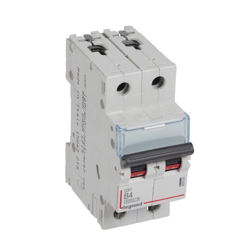 Выключатель автоматический двухполюсный DX3 6000 4А B 10кА | 407505 | Legrand — Legrand