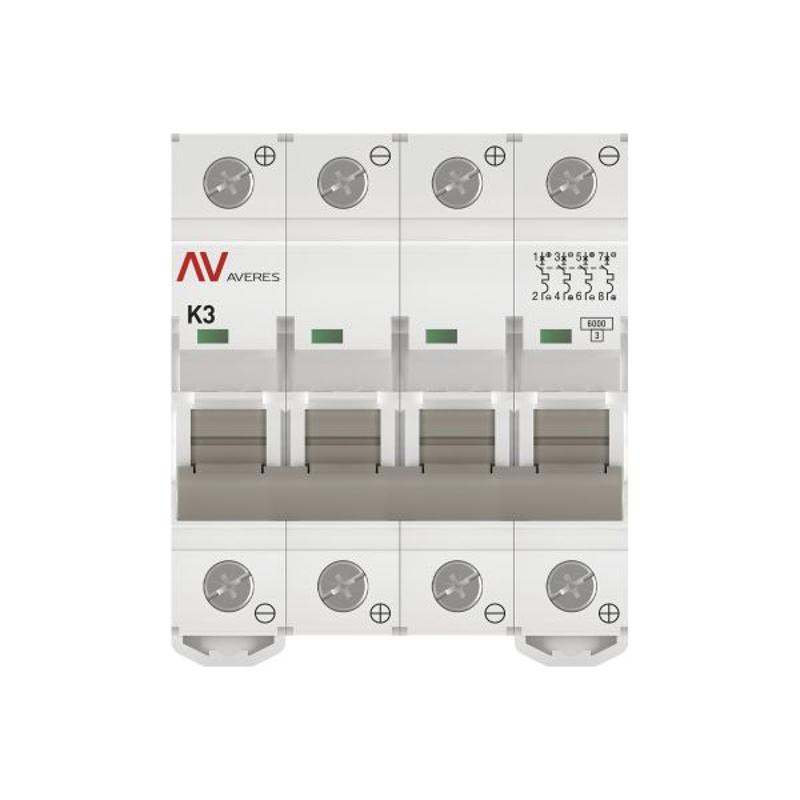 Выключатель автоматический AV-6 DC 4P 3A (K) 6kA AVERES | mcb6-DC-4-03K-av | EKF — миниатюра 3