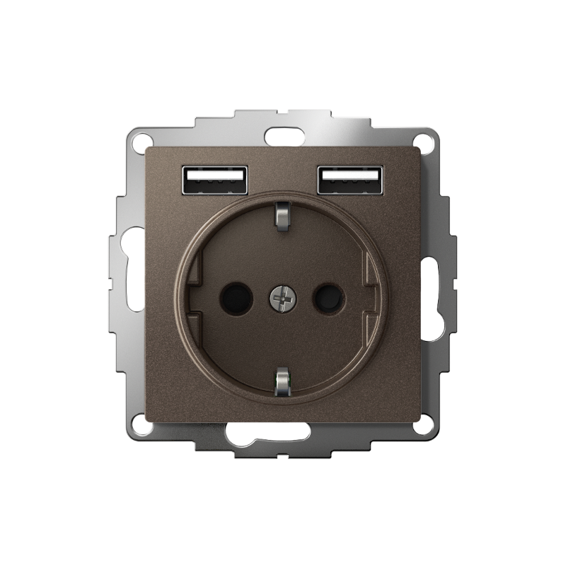 AtlasDesign Мокко Розетка 16А c 2 USB A+A, 5В/2,4А, 2х5В/1,2А, механизм | ATN000630 | SE — миниатюра 3