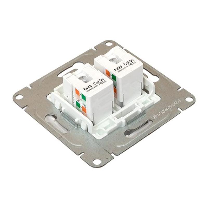 Механизм розетки RJ45 - 2шт, (cat5), белый Эпика EKF | UP1-SOW-2RJ45-5 | EKF — миниатюра 3