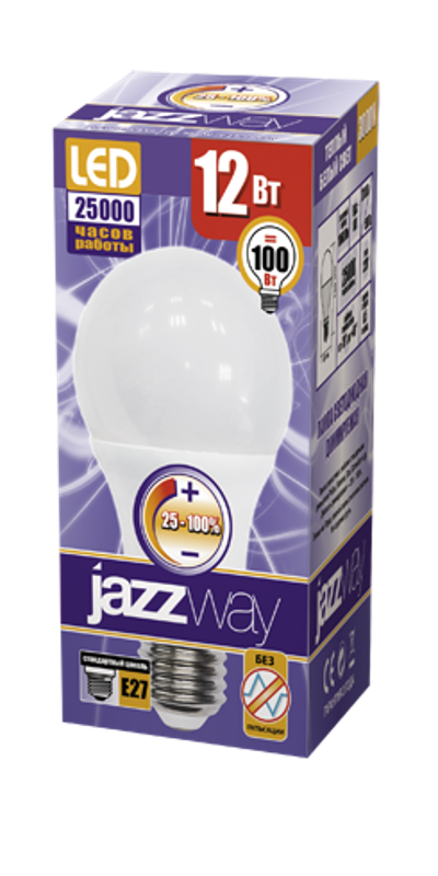 Лампа светодиодная LED 12Вт Е27 220В 3000К PLED- DIM A60 груша | 2855879 | Jazzway — миниатюра 2