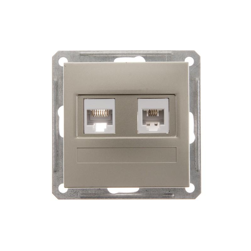 W59 Шампань Розетка 2-ая ТЛФ + компьютерная 5е (RJ11+RJ45) | RSI-251TK5E-4-86 | SE — Systeme Electric