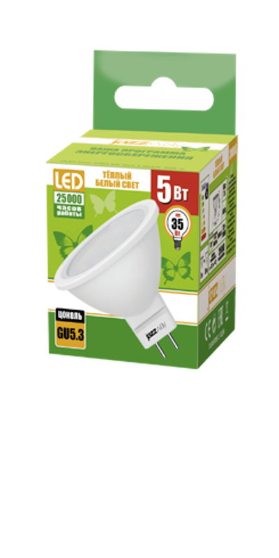 Лампа светодиодная LED 5Вт GU5.3 220В 3000К PLED- ECO-JCDR отражатель (рефлектор) | 1037077A | Jazzway — миниатюра 2