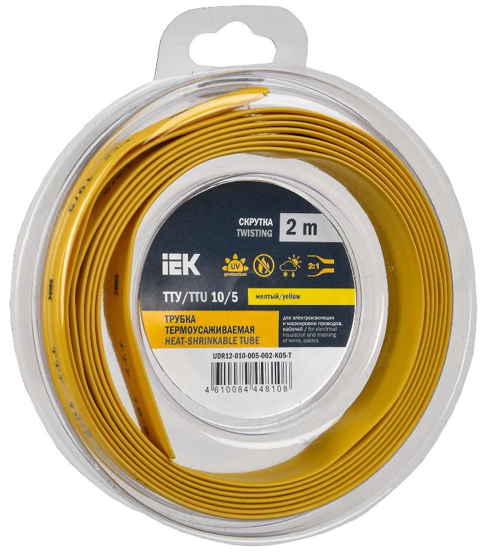 Трубка термоусадочная ТТУ нг-LS 10/5 желтая (2м/упак) IEK | UDR12-010-005-002-K05-T | IEK — IEK (ИЭК)