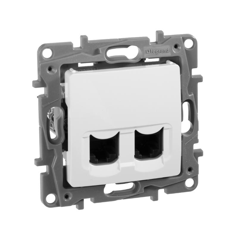 Etika Белый Розетка компьютерная 2-ая RJ45, категория 5е UTP | 672255 | Legrand; замена на арт. ИЭК 6722551 — Legrand
