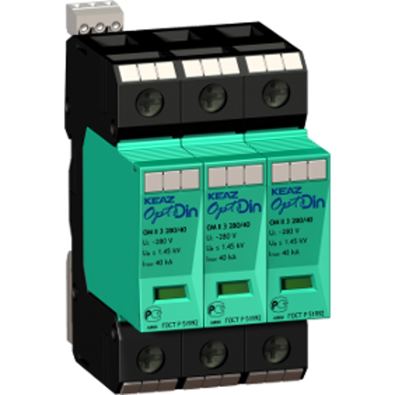 Ограничитель импульсных перенапряжений (УЗИП) OptiDin OM-II-3-750/30/R | 149960 | КЭАЗ — миниатюра 2