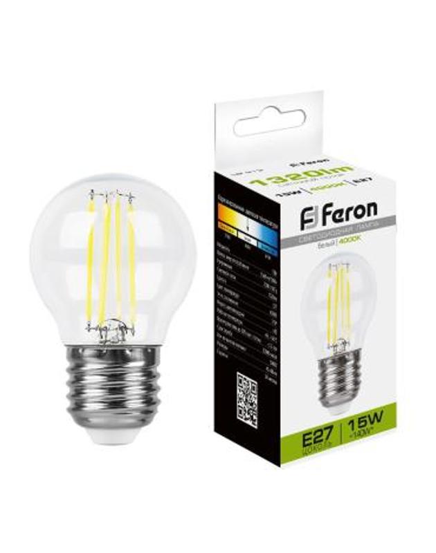 Лампа светодиодная, (15W) 230V E27 4000K прозрачная, LB-515 | 38253 | FERON — Feron