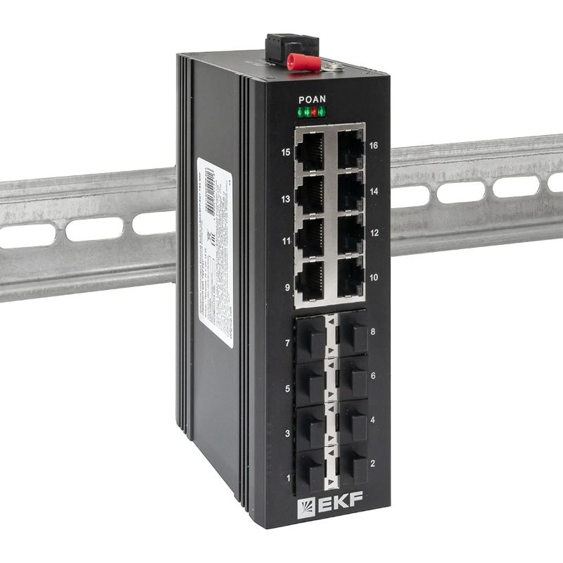 Промышленный неуправляемый коммутатор U-8GX/SFP-8GT, 8 портов 1000Base-X SFP, 8 портов 10/100/1000Base-T(X) RJ45, монтаж на динрейку TSX |TSX-U-8GX/SF — миниатюра 2