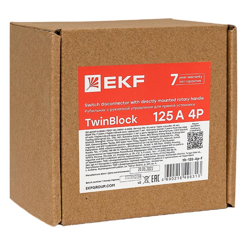 Рубильник 125A 4P c рукояткой управления для прямой установки TwinBlock EKF — миниатюра 10