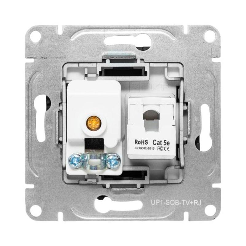 Механизм розетки TV+RJ45 (cat5), чёрный Эпика EKF | UP1-SOB-TV+RJ | EKF — миниатюра 9