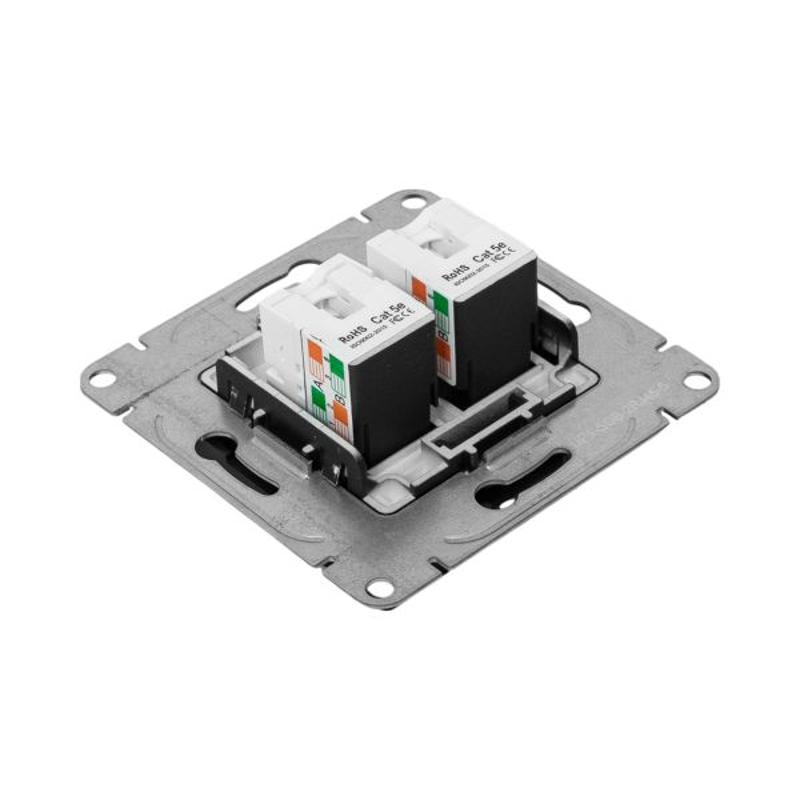 Механизм розетки RJ45 - 2шт, (cat5), чёрный Эпика EKF | UP1-SOB-2RJ45-5 | EKF — миниатюра 10