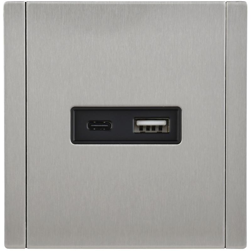 FORTE&PIANO Розетка USB A+C 18Вт FP751M металл никель — миниатюра 2