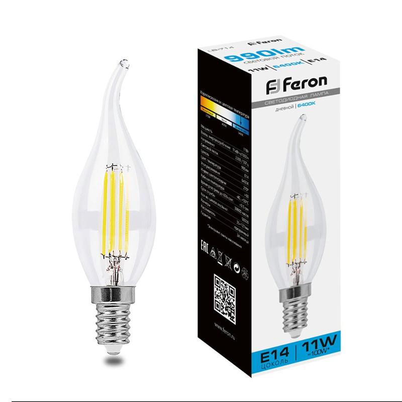 Лампа светодиодная, (11W) 230V E14 6400K прозрачная, LB-714 | 38237 | FERON — фото 1 | Sento