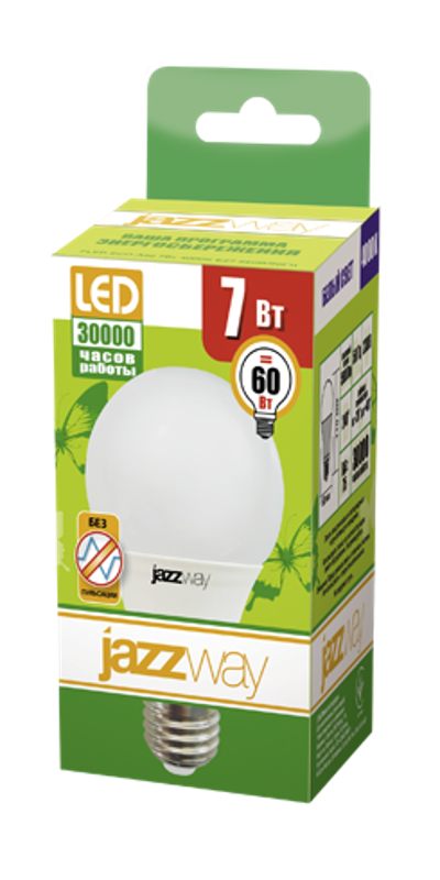 Лампа светодиодная LED 7Вт Е27 220В 4000К PLED- ECO- A60 груша | 1033185 | Jazzway — миниатюра 2