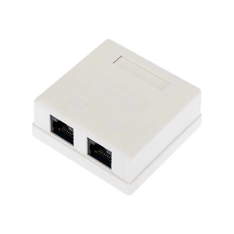 Рoзетка компьютерная внешняя, 2-порта RJ-45 (8P8C), UTP неэкранированная, категория 6, | 03-0136 | REXANT — REXANT