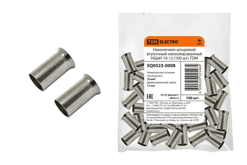 Наконечник штыревой втулочный неизолированный НШвН 10-12 (100 шт)  | SQ0523-0008 | TDM — TDM ELECTRIC