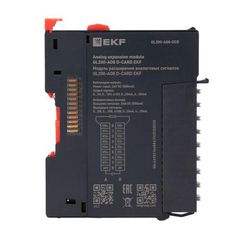 Модуль расширения аналоговых сигналов GL200-AO8 D-CARD |GL200-AQ8-DCD | EKF — миниатюра 1