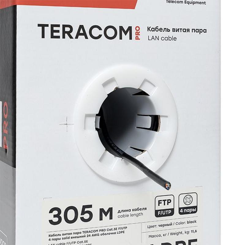 Кабель витая пара TERACOM PRO Cat.5E F/UTP 4 пары solid внешний 24AWG черный упак. 305м | TRP-5EFTP-04PE-BK-OUT3 | EKF — миниатюра 16