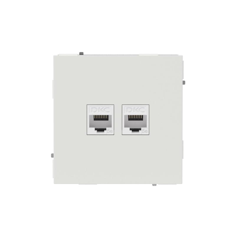 Компьютерная розетка RJ-45 без шторки, кат.5е двойная, KANT, белый песок | 7010664 | DKC — миниатюра 1