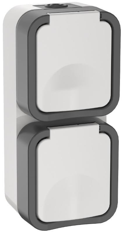 TORS Розетка 2-ая с з/к кр. верт. 16А IP55 TS232 белый | TS-R26-16-55-V-K41 | IEK — IEK (ИЭК)
