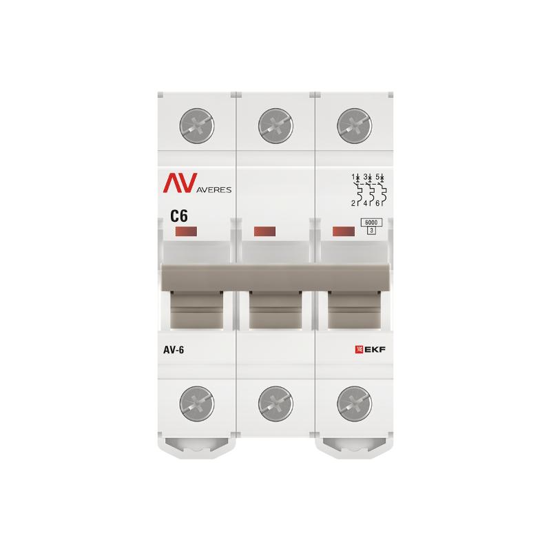 Выключатель автоматический трехполюсный AV-6 6А C 6кА AVERES | mcb6-3-06C-av | EKF — миниатюра 7