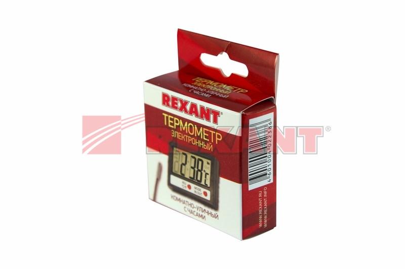 Термометр электронный комнатно-уличный с часами | 70-0505 | REXANT — миниатюра 2