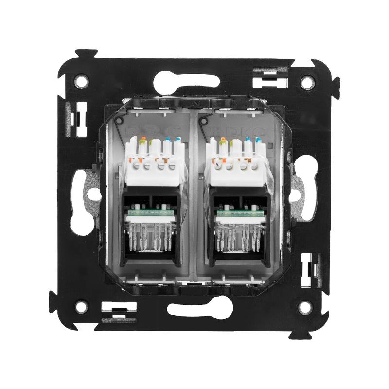 Компьютерная розетка RJ-45 в стену, кат.6А двойная, "Avanti", "Закаленная сталь" | 4404374 | DKC — миниатюра 7