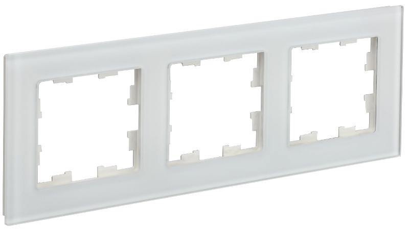 BRITE Рамка 3-ая РУ-3-2-Бр стекло белый матовый | BR-M32-G-31-K01 | IEK — миниатюра 1