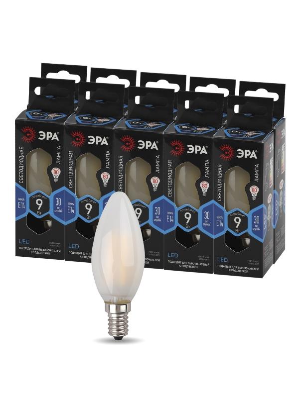 Лампа светодиодная F-LED B35-9w-840-E14 frost (филамент, свеча мат, 9Вт, нейтр, E14) | Б0046996 | ЭРА — миниатюра 5