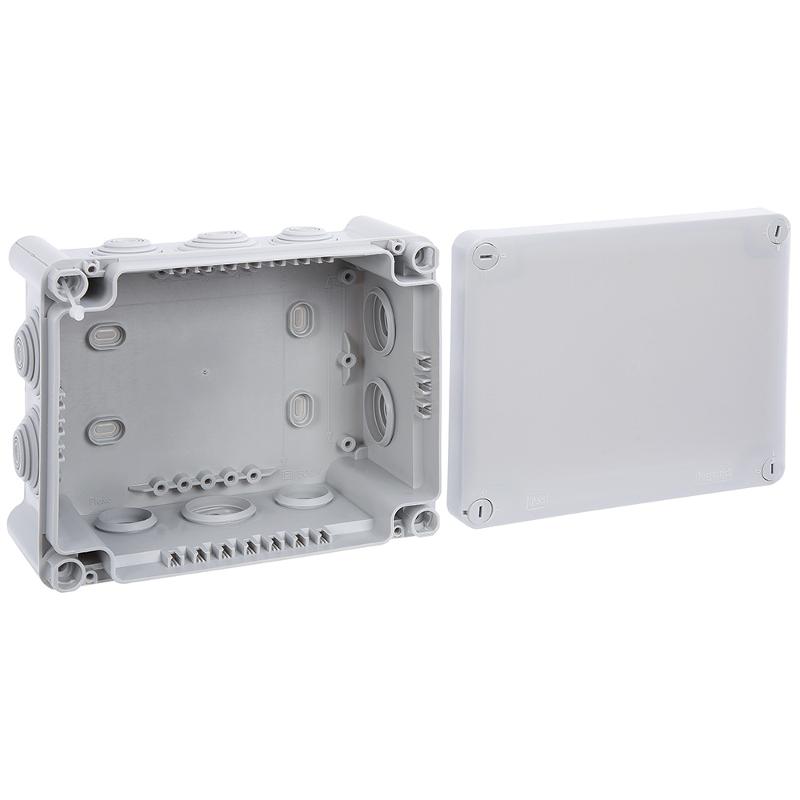Коробка прямоугольная - 180x140x86 - Программа Plexo - IP 55 - IK 07 - серый - 10 кабельных вводов - 750 °C — миниатюра 4