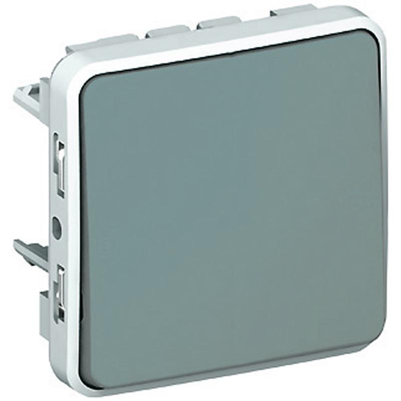 Plexo Серый Выключатель кнопочный 1НО 10A IP55 | 069540 | Legrand — Legrand