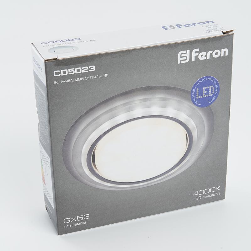 Светильник встраиваемый с белой LED подсветкой CD5023 потолочный GX53 без лампы, прозрачный | 40522 | Feron — миниатюра 6