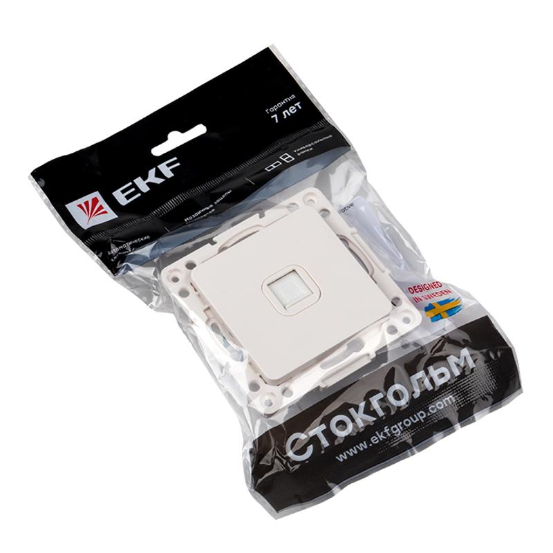 Стокгольм Механизм Розетки RJ-45 1-местной белый PROxima | EYK01-035-10 | EKF — миниатюра 5