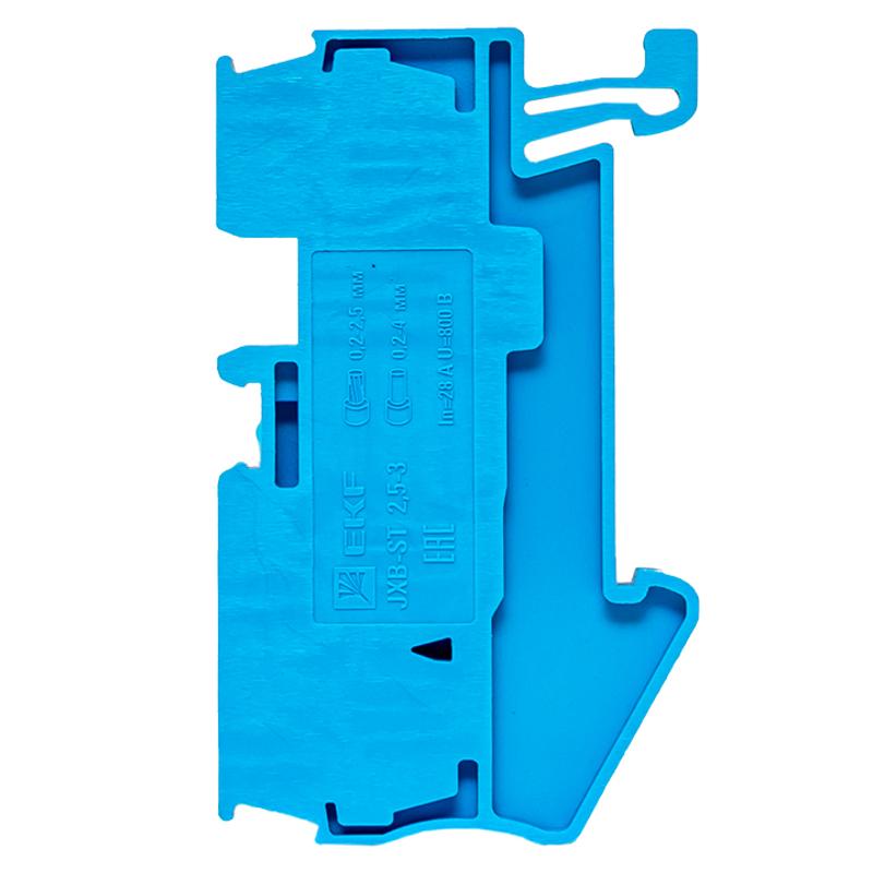 Колодка клеммная пружинная JXB-ST-2.5 28А 3 вывода синяя EKF | plc-jxb-st-2.5-3-blue | EKF — миниатюра 8