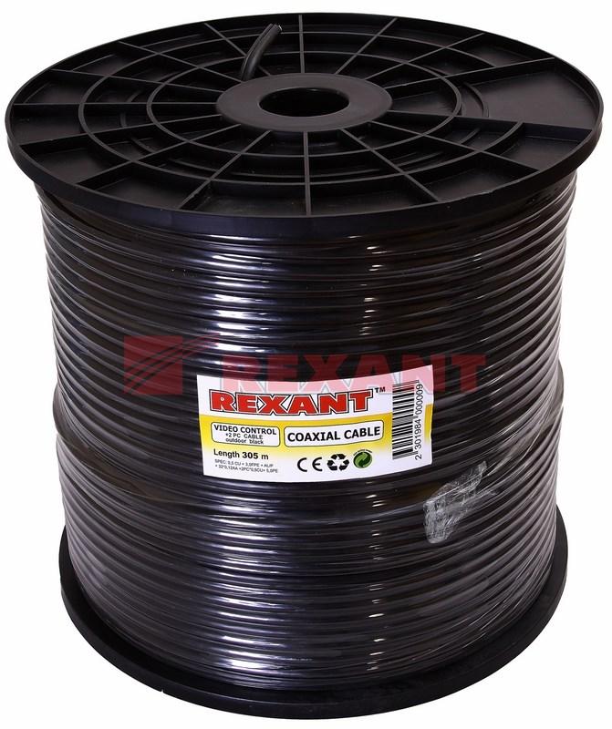 Кабель ККСВ-П +2х0,5мм, (бухта 305м), черный | 01-4004 | REXANT — миниатюра 2