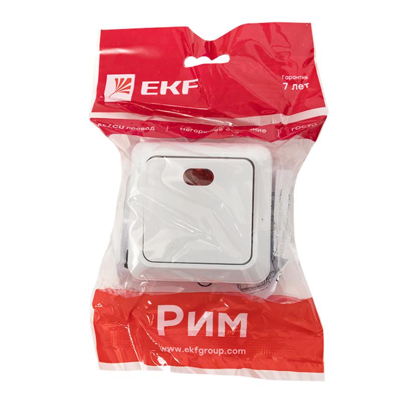 Рим Выключатель 1-клавишный с индикатором 10А белый EKF | ENV10-121-10 | EKF — миниатюра 3