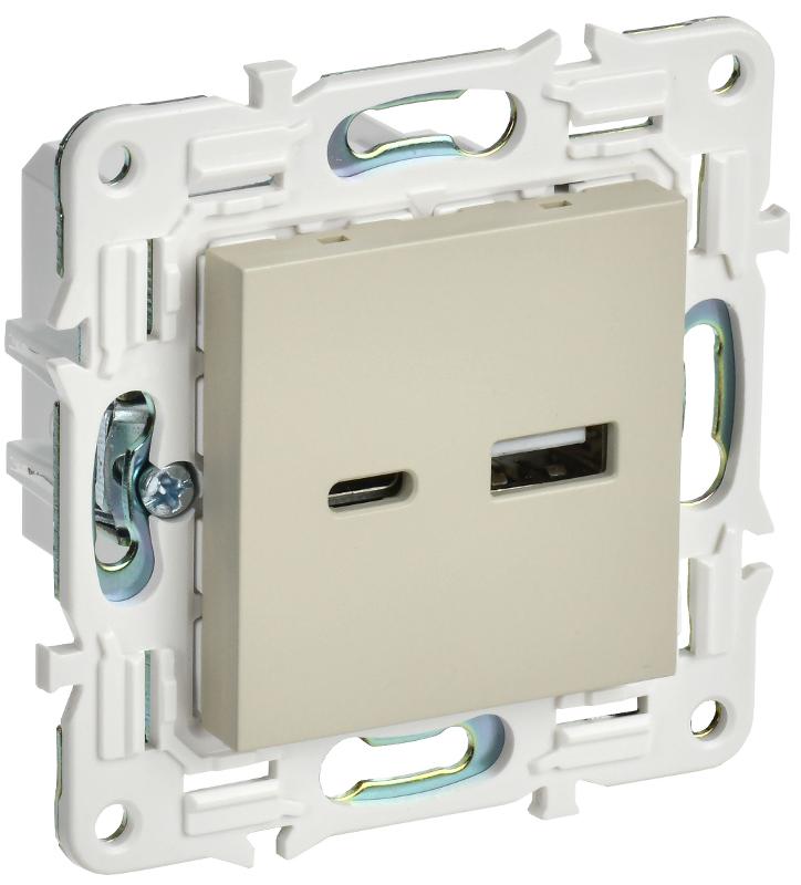 SKANDY Розетка USB A+C 3,1А SK-R14B бежевый | SK-U22-D31-K10 | IEK — IEK (ИЭК)