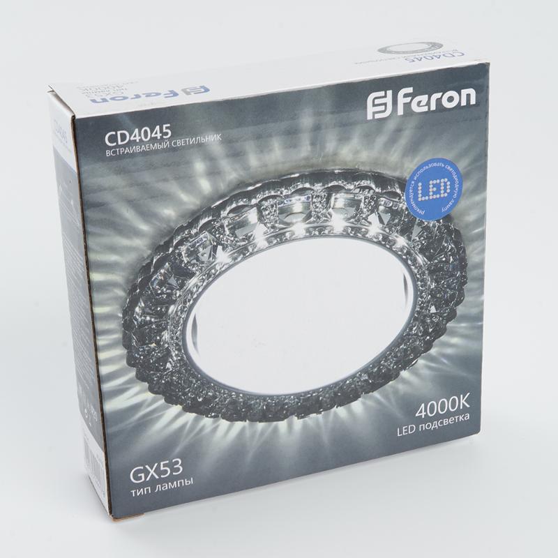 Светильник точечный встраиваемый декоративный CD4045 20LED*2835 SMD 4000K, 15W GX53, без лампы, серый, хром | 41410 | Feron — миниатюра 6
