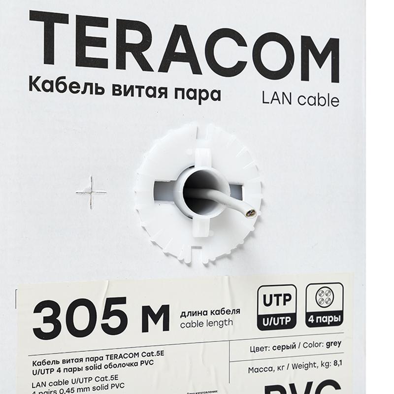Кабель витая пара TERACOM PRO Cat.5E U/UTP 4 пары solid 24AWG цвет серый упак. 305м | TRP-5EUTP-04PVC-GY-IN3 | EKF — миниатюра 6