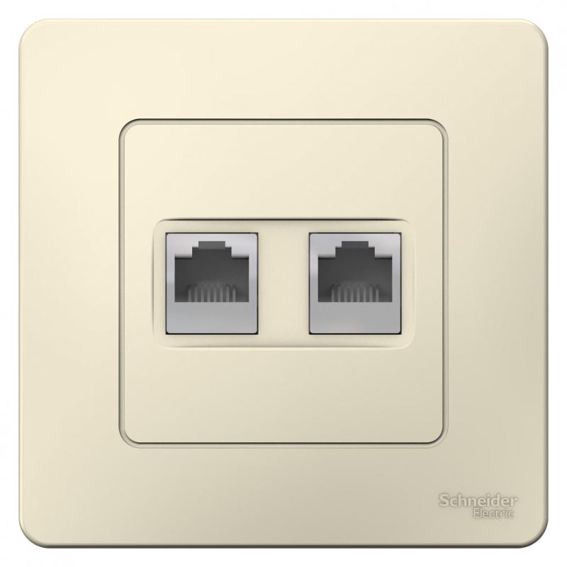 Blanca Молочный С/У Розетка 2-ая КОМП/ТЛФ, RJ45+RJ11 | BLNIS045112 | SE — миниатюра 2