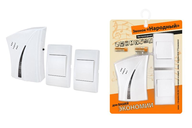 Звонок народный ЗББ-Н-12/1-32М (беспр., бат., 2 кн., блистер) | SQ1901-0103 | TDM — TDM ELECTRIC