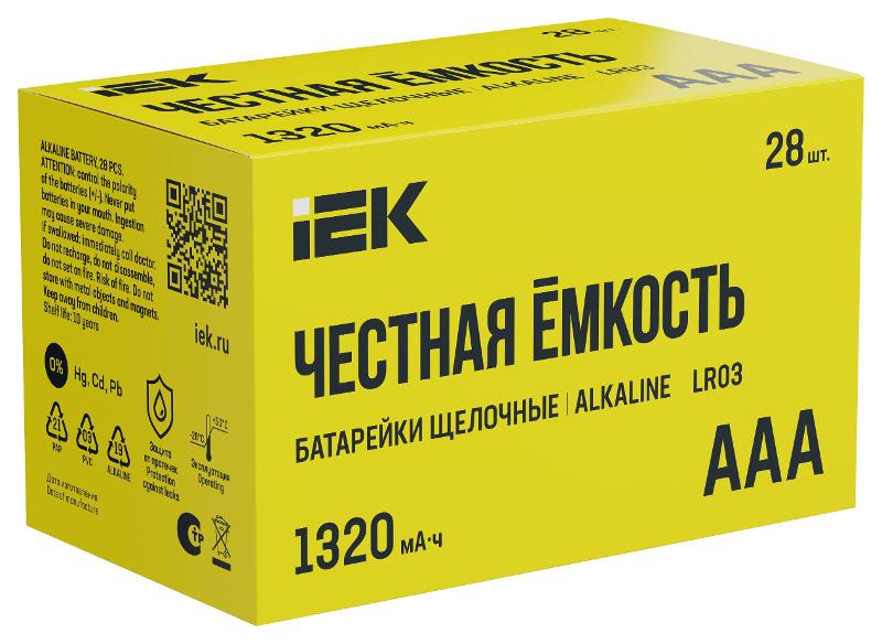 Батарейка щелоч. Alkaline  LR03/AAA (28шт/бокс) | ABT-LR03-OP-B28 | IEK — IEK (ИЭК)