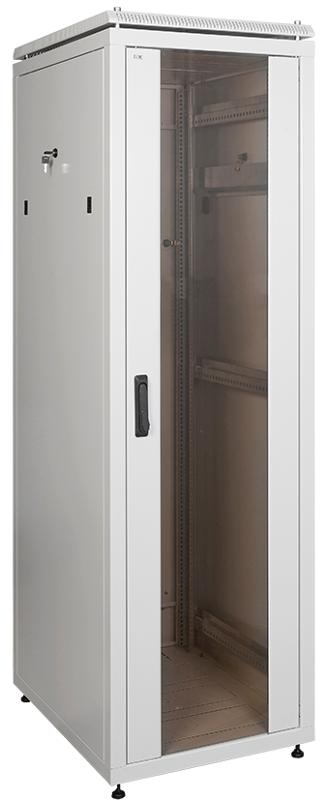 Шкаф сетевой 19" LINEA N 18U 600х600 мм стеклянная передняя дверь серый | LN35-18U66-G | ITK — миниатюра 2