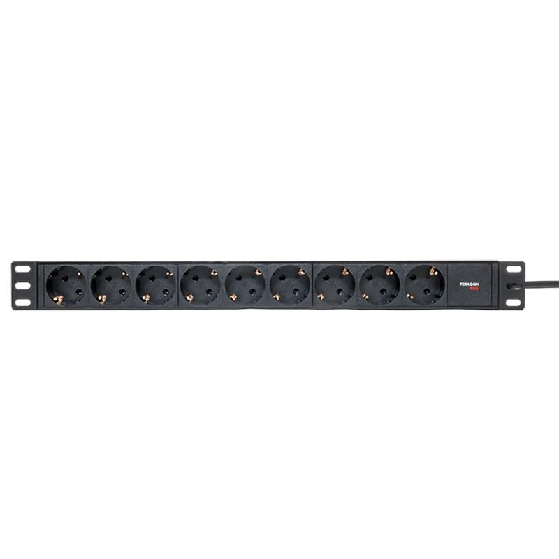 Блок розеток PDU TERACOM PRO 19" 1U 10А/250В 9 розеток Schuko 2 м 3x1,5 мм2 вилка C14 | TRP-HPD-PL-10A-9SH-2MC14 | EKF — миниатюра 4