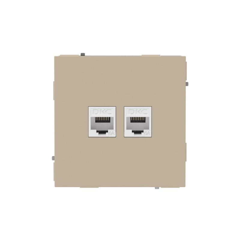 Компьютерная розетка RJ-45 без шторки, кат.6А двойная, KANT, ванильный марципан | 7015674 | DKC — миниатюра 1