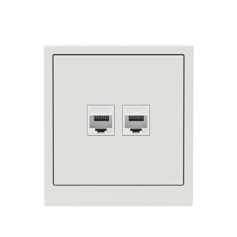 Компьютерная розетка RJ-45 без шторки, кат.6А двойная, KANT, белый песок | 7010674 | DKC — миниатюра 6