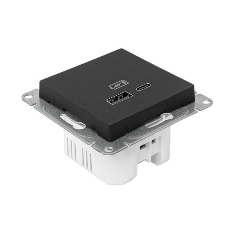 Механизм розетки USB-A+С, чёрный Эпика EKF | UP1-SOB-USBA+USBC | EKF — миниатюра 11