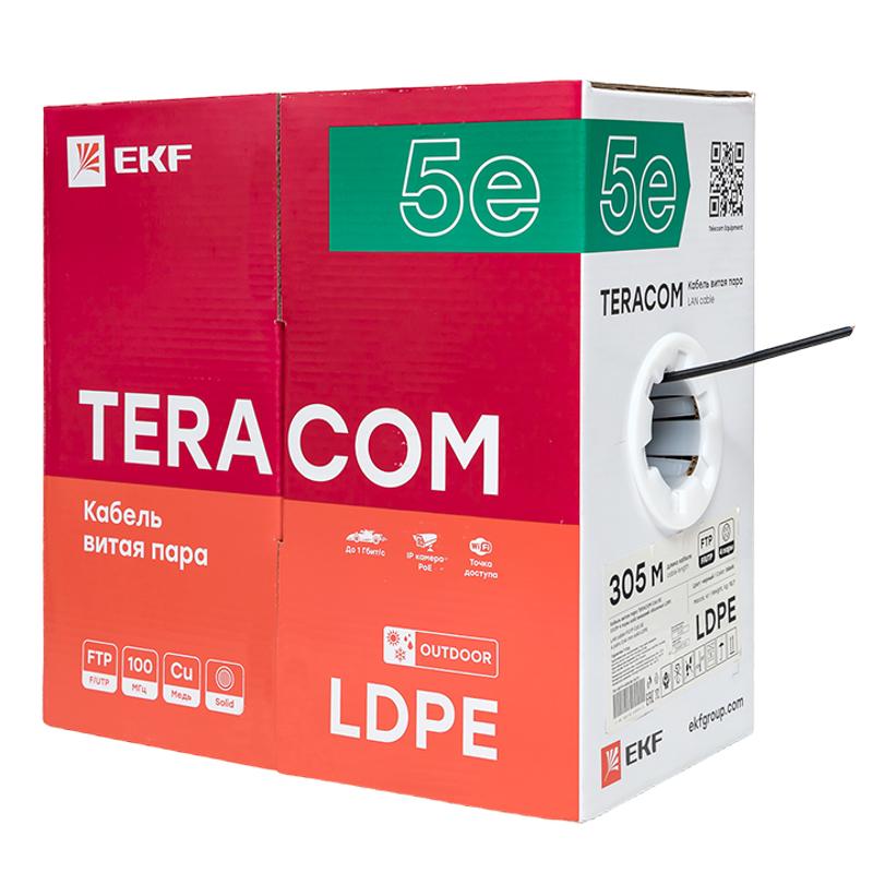 Кабель витая пара TERACOM PRO Cat.5E F/UTP 4 пары solid внешний 24AWG черный упак. 305м | TRP-5EFTP-04PE-BK-OUT3 | EKF — миниатюра 4