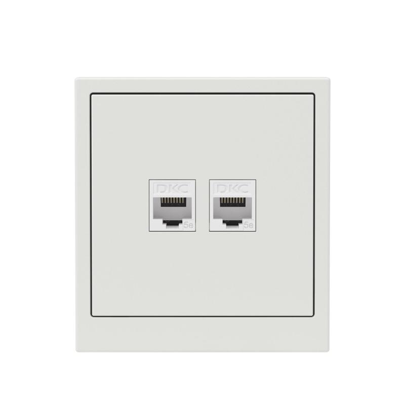 Компьютерная розетка RJ-45 без шторки, кат.5е двойная, KANT, белый песок | 7010664 | DKC — миниатюра 6