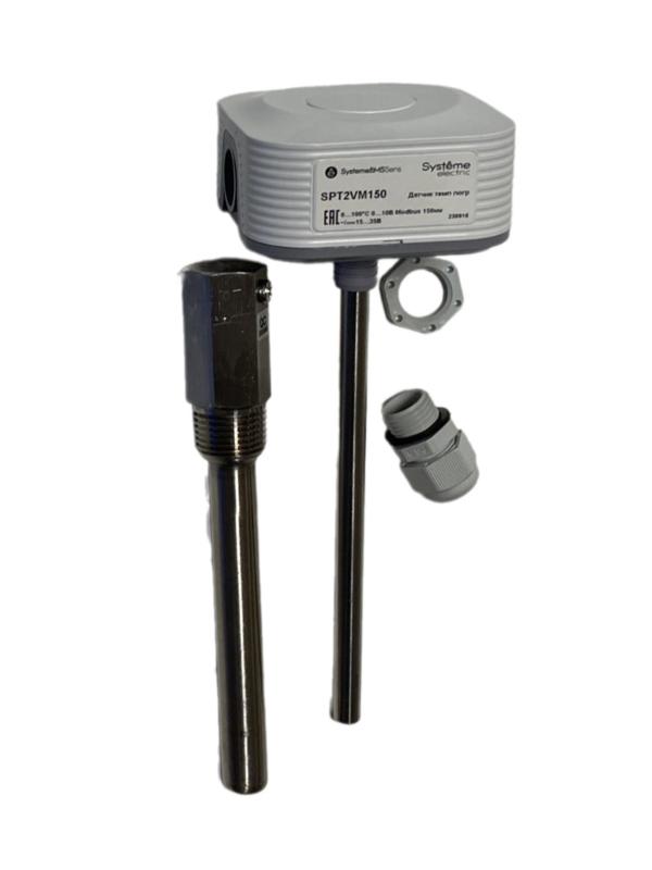 Датчик температуры погружной, 0…+100°С 0…10В RS485/Modbus 150мм ~24В±20%/=15…35В с гильзой 100мм | SPT2VM150 | SE — миниатюра 5